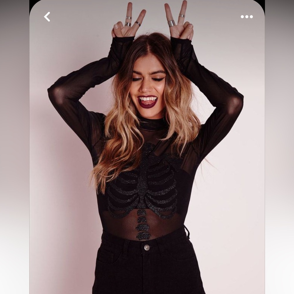 Mesh beaded skeleton body suit perfect for Halloween!